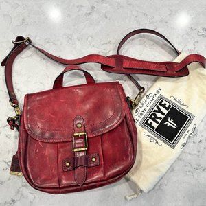 NWT- Frye Leather Red Crossbody Saddle Purse